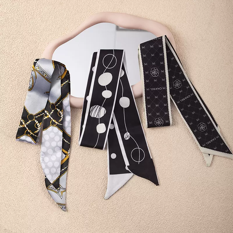 百搭头绳长条丝巾黑色飘带绑马尾发带丝巾高颜值丝带小香风搭配