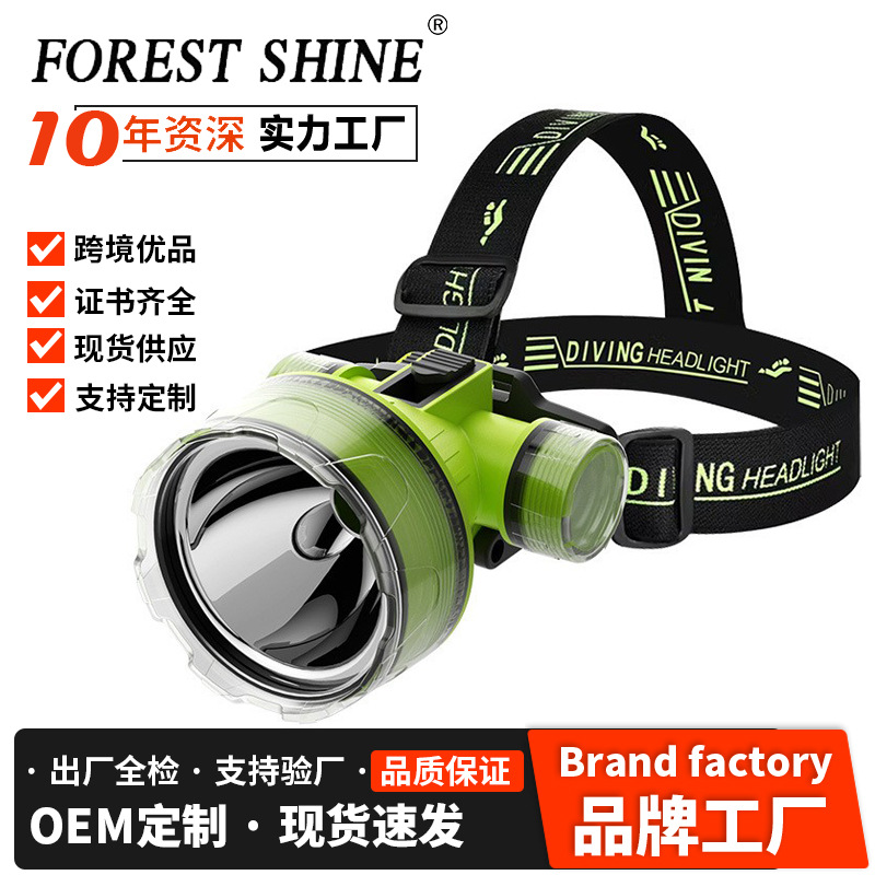 Lámpara de inmersión de alta luz cargada de alta luz de larga duración tipo auricular a prueba de agua profesional para atrapar al mar lámpara de iluminación submarina especial