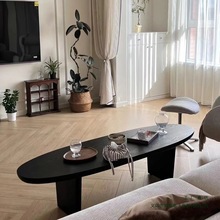 北欧侘寂风实木茶几法式中古黑色边几设计师客厅复古黑色桌子名宿