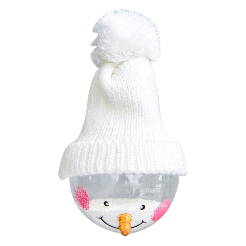 Creativo suministros de decoración navideña muñeco de nieve cabeza transparente decoración de bolas de Navidad sombrero de Navidad muñeca colgante de árbol de Navidad