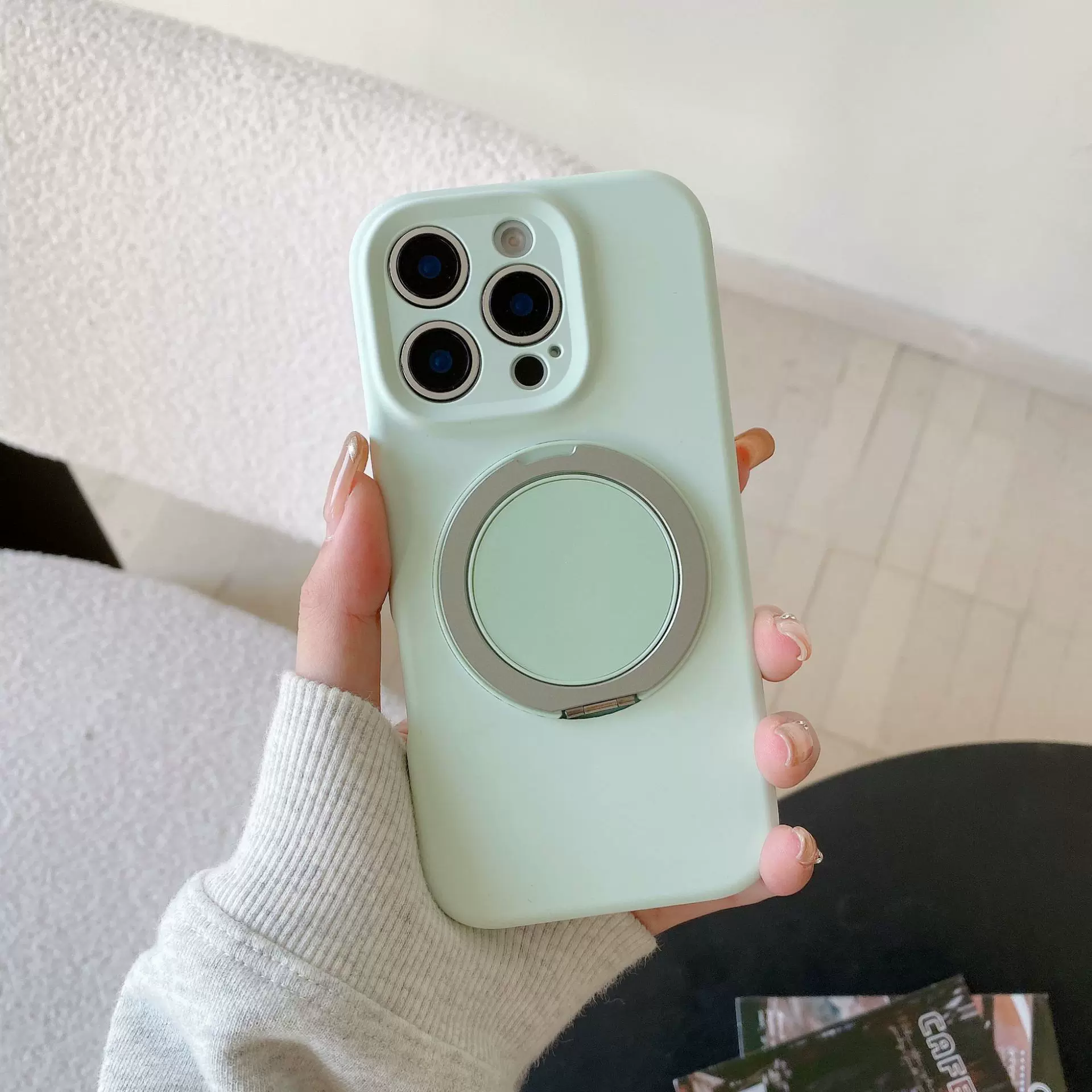 360°旋转支架适用苹果16pro手机壳iPhone15液态硅胶磁吸全包防摔