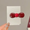 A4415 bow red bead hair clip
