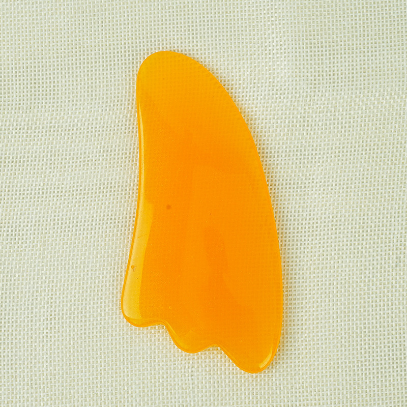 蜜蝋製刮痧板 角型尖頭刮痧板 羊角両開き刮痧板 美容院用黄色樹脂マッサージ刮痧板|undefined
