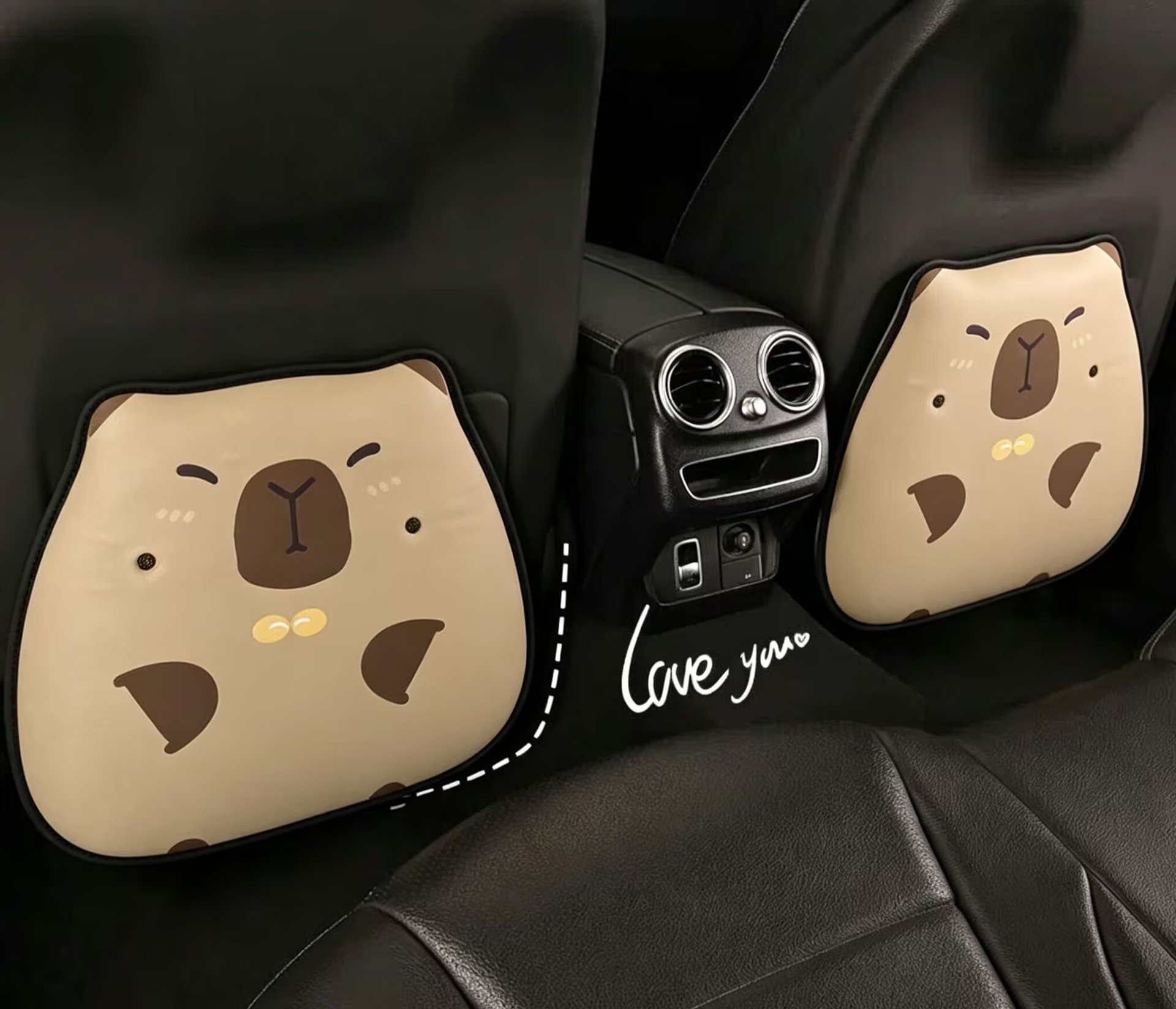 Cute Capibara Anti-Kick Pad, Car Seat Backrest Protection Pad, Children's Anti-Dirt and Anti-Scratch Interior Decoration