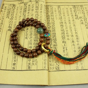 Golden Sandalwood Bracelet, Simple Ethnic Style Double-Circle Bracelet, Rosary, Sandalwood Toy, Tassel Toy, Men's and Women's Buddhist Beads