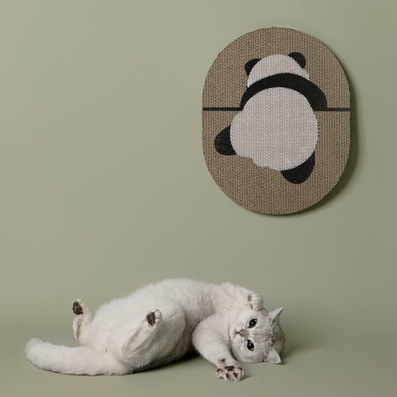 Woo Дневник работы толстый кот царапает доску на стене панды вертикальный наклейка на стене