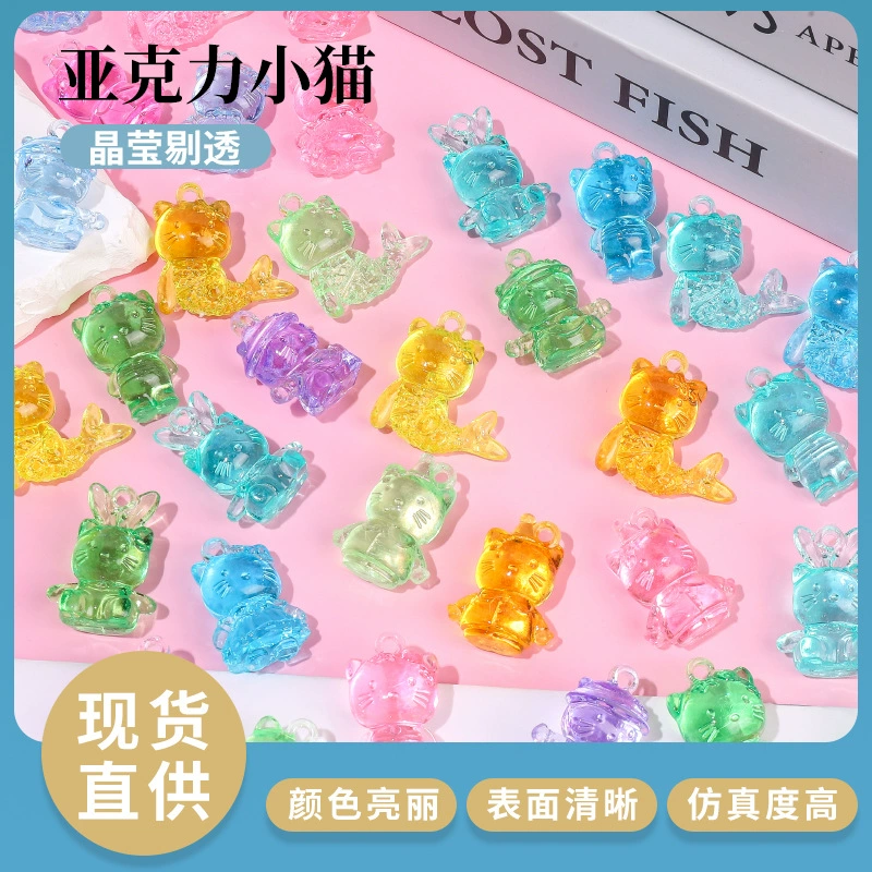 Аcrylic plastic colorful archeological toy with accessories, kitten, new collection
