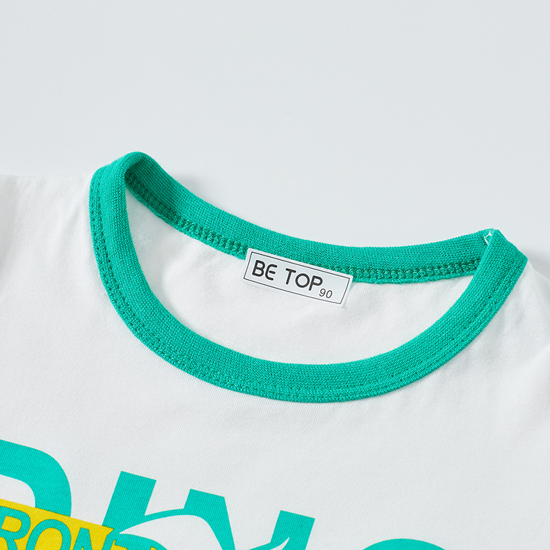 2023 nueva camiseta de manga corta para niños top de bebé de verano de media manga de dibujos animados para niños entrega delgada