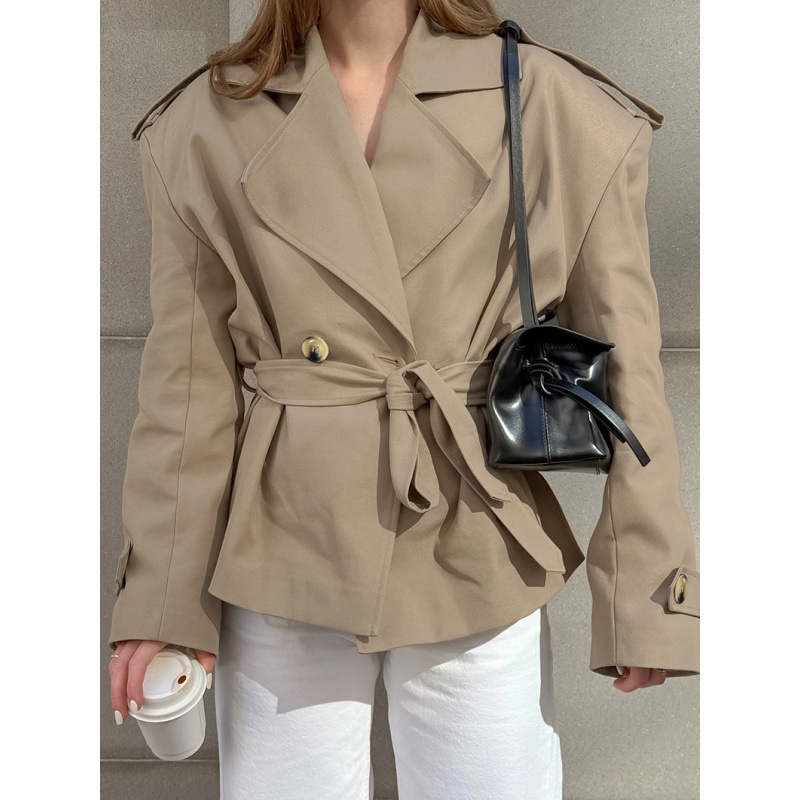 Loose Lace-Up Long-Sleeved Coat Coat Women's Design Sense Elegant Fashion Casual Commuter Top_ecoleips.com