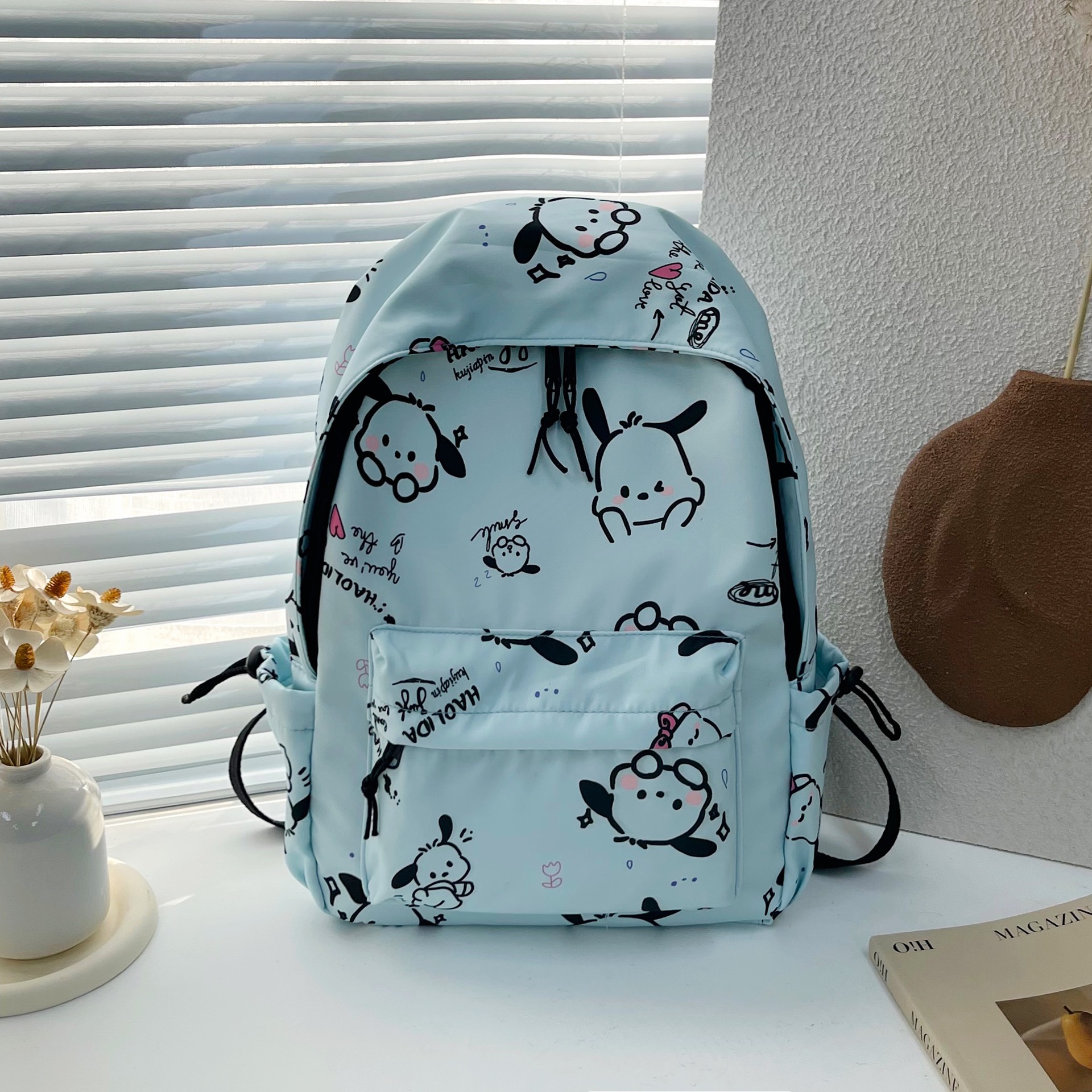 Mochila de estudiantes de secundaria mochila de alta capacidad de estudiantes universitarios impresa perro Pacha Dual hombro viento campus
