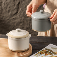 复古炖盅隔水炖双耳陶瓷炖汤碗一人份瓦罐带盖日式家用煲汤燕窝罐