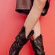 Boots Women's Autumn Memory Midi Knights Boots Pointed Thick High-heeled Ankle Boots Slimming Heap Boots Women