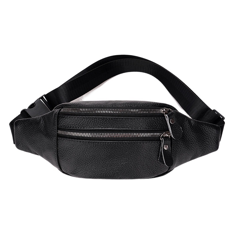 Riñonera de cuero genuino para hombre, bolso de pecho multifuncional de piel de vaca de primera capa, bolso cruzado, bolso deportivo para teléfono móvil, riñonera resistente al desgaste para el trabajo