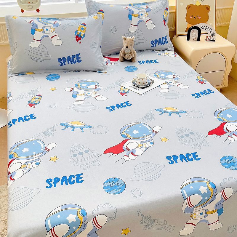 Sábanas de dibujos animados para niños 100% algodón puro, edredón para niños de una sola pieza, funda de almohada de tres piezas, sábana engrosada para el hogar