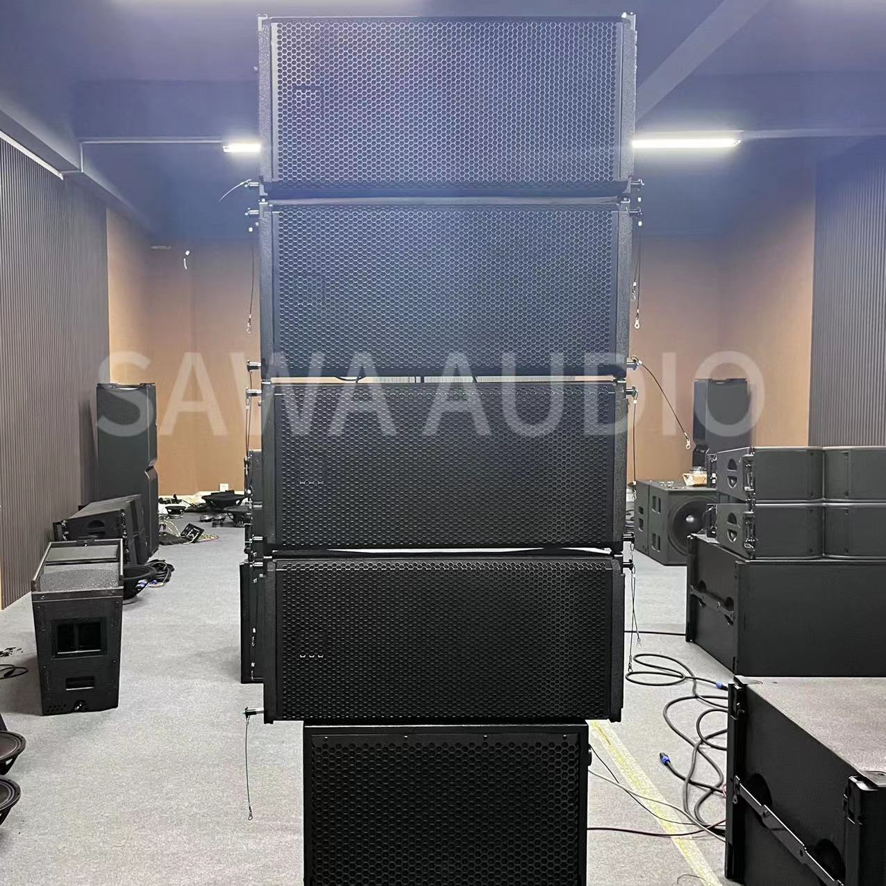 Doble 10 pulgadas 30A escenario profesional al aire libre dos divisiones de frecuencia de matriz lineal bar de sonido conferencia hotel KTV altavoz de alta potencia