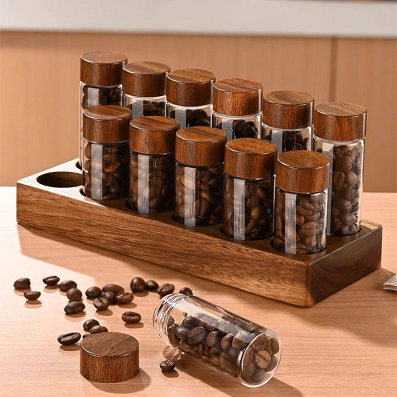 Mini vidrio sellado de latas de café en polvo de grado alimenticio, almacenamiento de té, botella de almacenamiento de frijoles de oro, botella vacía pequeña portátil