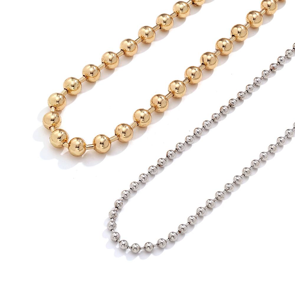2 Pieces Set Quantity Simple Style Streetwear Geometric Iron Ball Chain Beaded Necklaces Wholesale