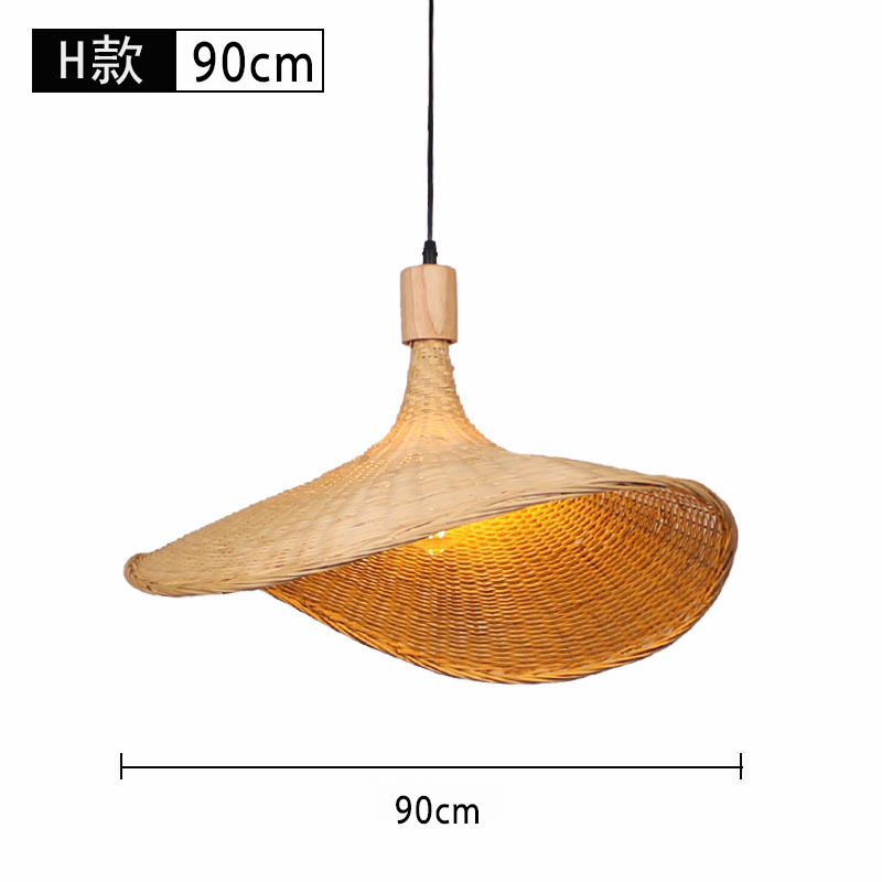 Lámpara de araña tejida de bambú Restaurante chino Lámpara de salón de té de linterna de bambú Restaurante japonés Sombrero de paja Lámpara de araña tejida de ratán B & B