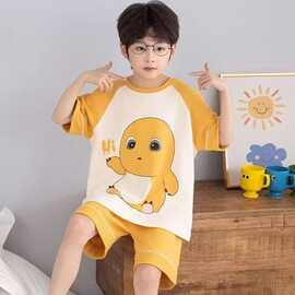 夏季短袖男儿童薄款睡衣套装新款中大童卡通印花儿童家居服两件套