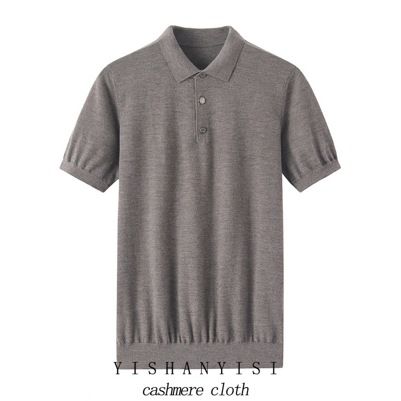 Inner Mongolia 200g Early Spring Autumn 100% Pure Cashmere Imitation Knit Polo Collar Men's T-Shirt Base Shirt Short Sleeve Inner Mongolia 200g Early Spring Autumn 100% Pure Cashmere Imitation Knit Polo Collar Men's T-Shirt Base Shirt Short Sleeve