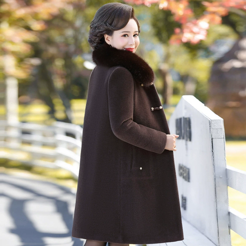 Velvet demi-season coat for mother, jacket, city style, plus size