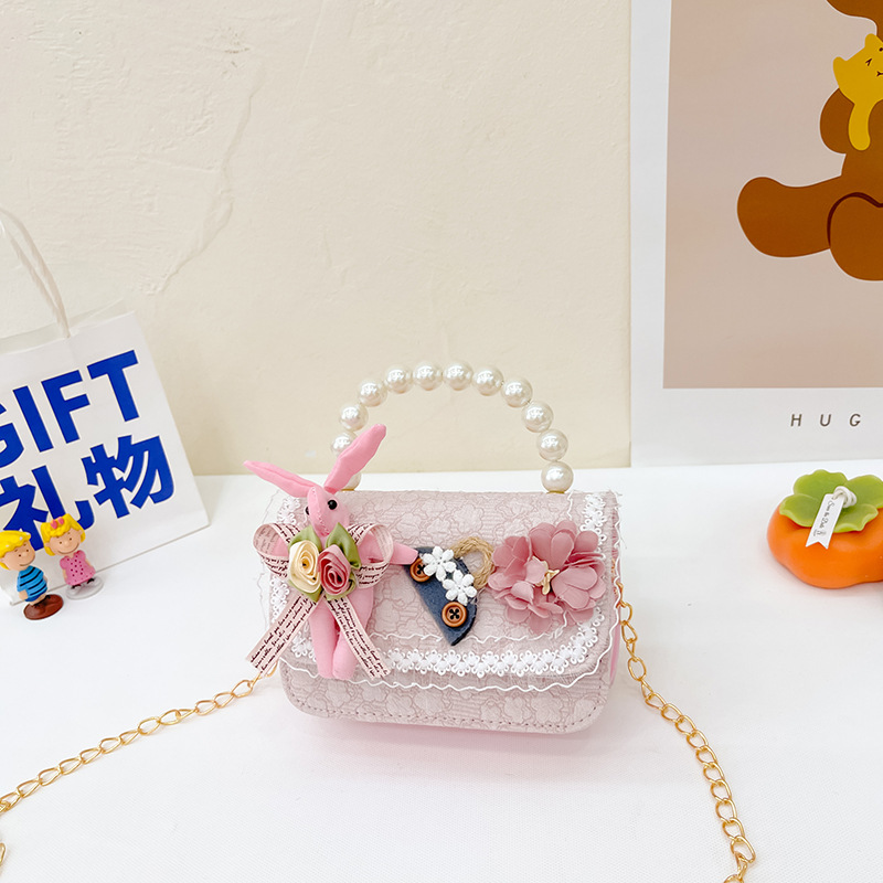 2023 nuevos niños de algodón y lino monedero niñas de viaje de compras elegante bolsa de mensajero de dibujos animados conejito bolsa de hombro
