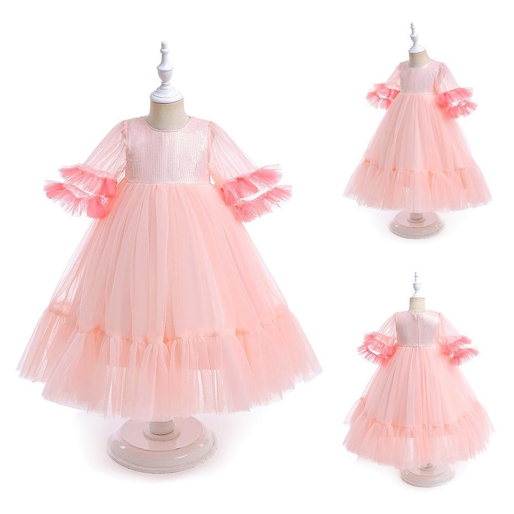 2024 nuevas niñas de malla puffy princesa vestido de ropa para niños vestido de estilo occidental vestido de los niños ropa de rendimiento image 5