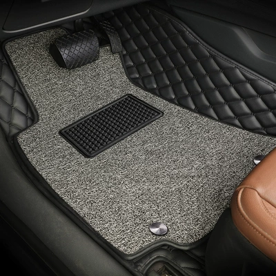 Car Floor Mats for the Main Universal Foot Pad - main-driver-double-layer-black-black-line-gray-silk-circle