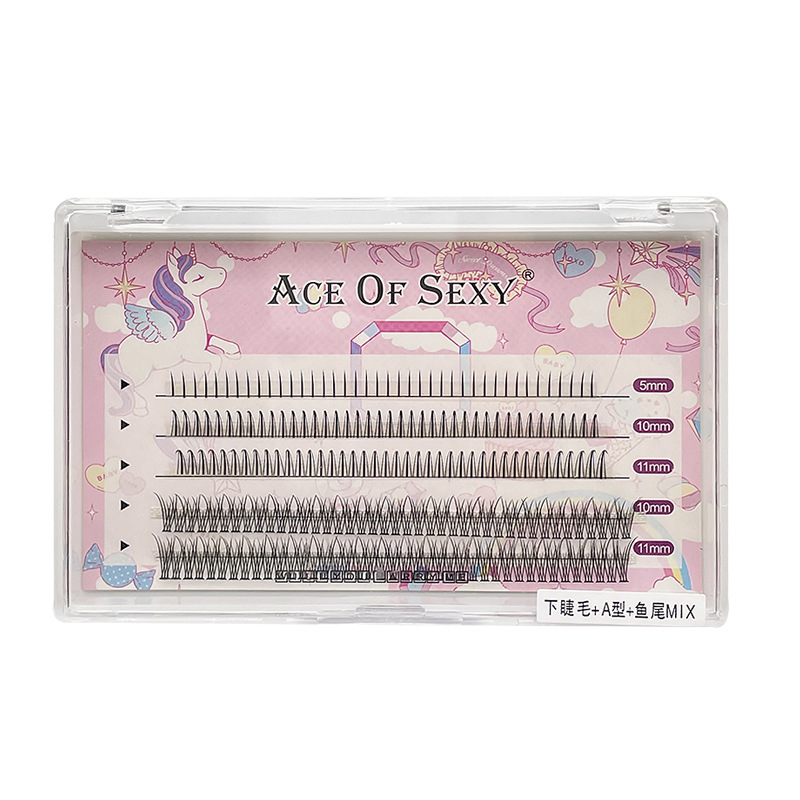 Pelo de hadas cola de pez tipo una flor mixta pelo pestañas postizas segmento suave natural cinco filas Injerto de pestañas plantación de pestañas