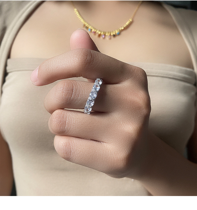 Fashion Round Sterling Silver Plating Artificial Rhinestones Rings