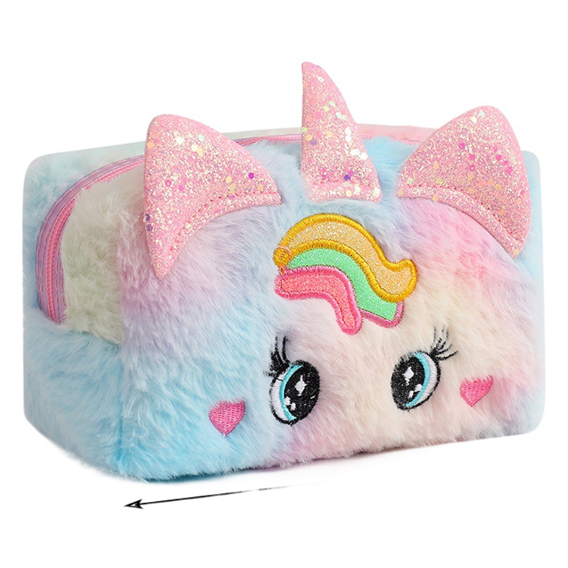 Cartoon Unicorn hand carrying cosmetic bag cross-border new outdoor travel wash bag student learning stationery storage bag