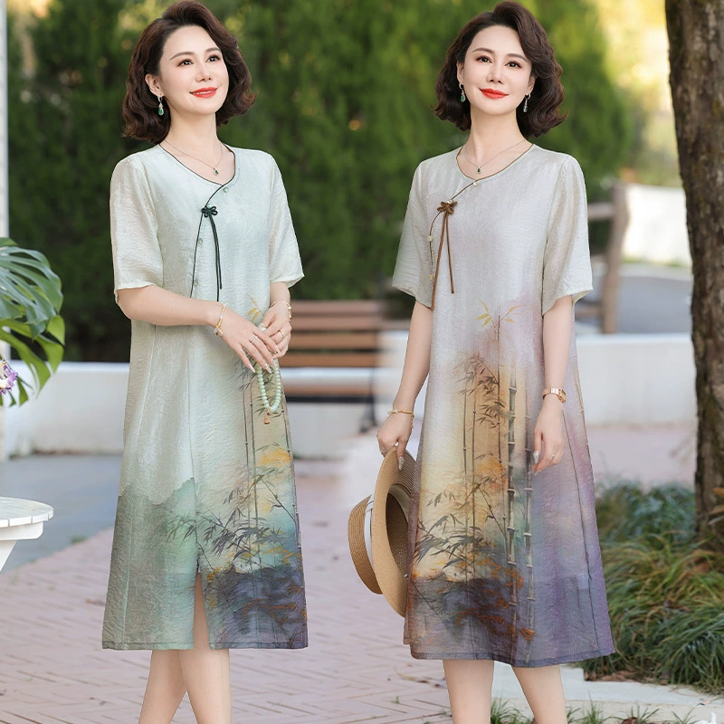 2025 новое платье с длинными рукавами, модное новое платье с цветочным принтом, большой размер, юбка средней длины, закрывающая живот, для похудения