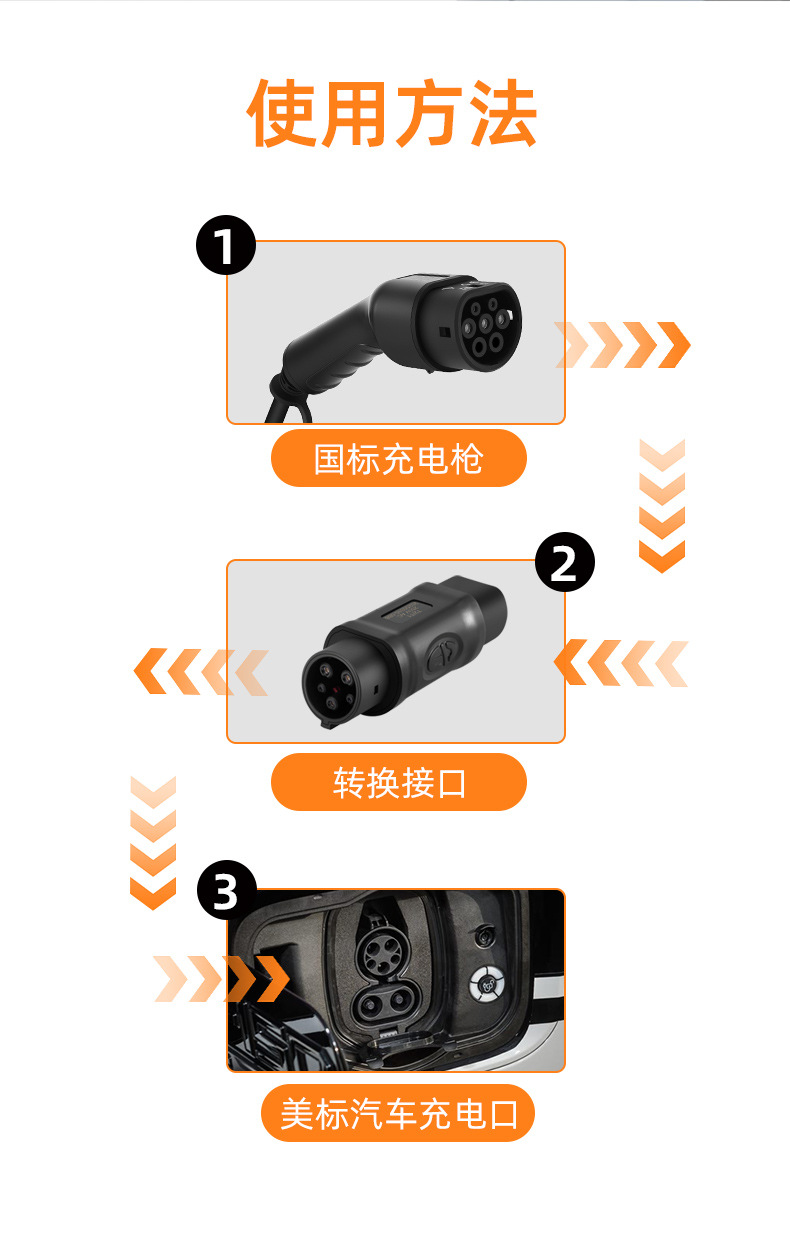 Adapter New Energy Vehicle Charging Connector US to European Type2 Charging Pile Converter European Standard to US Standard