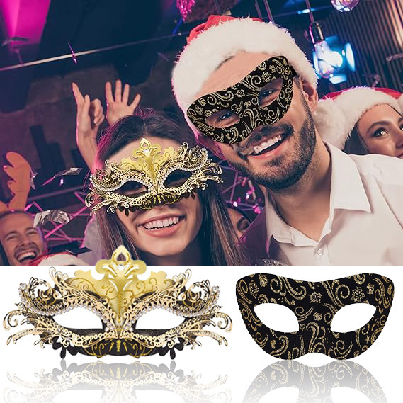 Amazon máscaras de baile de Halloween máscaras parejas máscaras disfraz de mitad cara máscara de carnaval