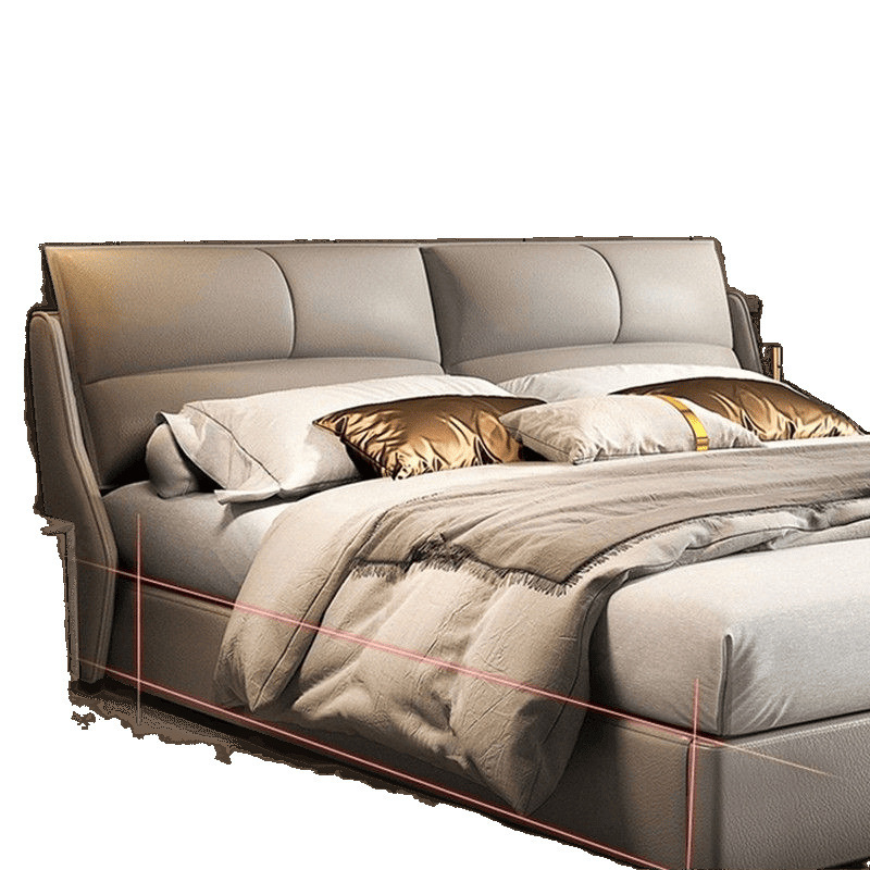 Nordic Light Luxury Thickened Nappa Leather Simple Modern Double Modern Master Bedroom Large Bed Leather Bed New Leather Bed 5