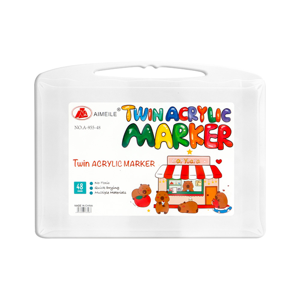 Doble cabeza triangular marcador de pintura de estudiantes opaco color plegable marcador de color para niños graffiti 60 color acuarela