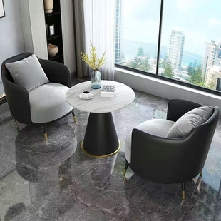 Simple and Light Luxury Single Sofa Coffee Table Combination Leisure Hotel Reception Sales Office Negotiation Table and Chairs Beauty Salon Reception