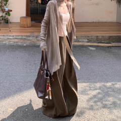 2025新款套装内搭吊带背心长袖针织开衫女装夏季休闲阔腿裤三件套
