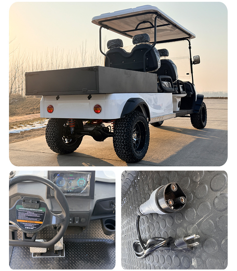 Golf Cart with Cargo Bed, 4-Wheel Electric 4-Seater Beach Car