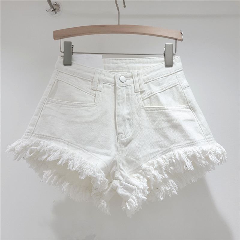 Pantalones Cortos Jeans de Mujer con Deshilachado de Poliéster