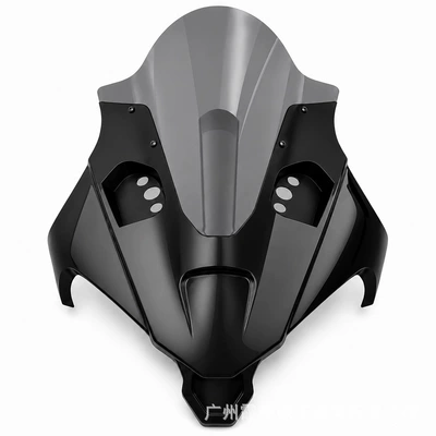 racing combat elevated windscreen, Motorcycle front windshield - glossy-black-gray