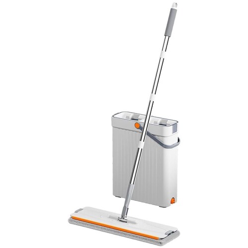Scratch card dry and wet separation flat mop bucket hands-free lazy flat mop floor cleaning magic mop