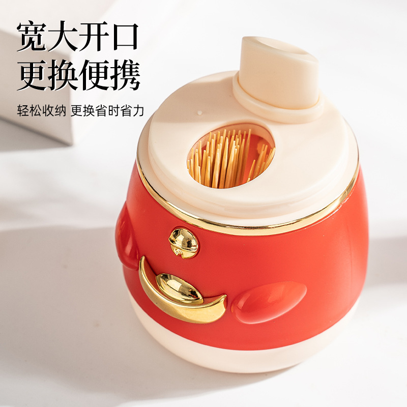 Año Nuevo Gato Presione palillos de dientes caja de palillos de dientes salón de alto valor de cara emergente caja de palillos de dientes de dibujos animados de moda nacional palillos de dientes lata