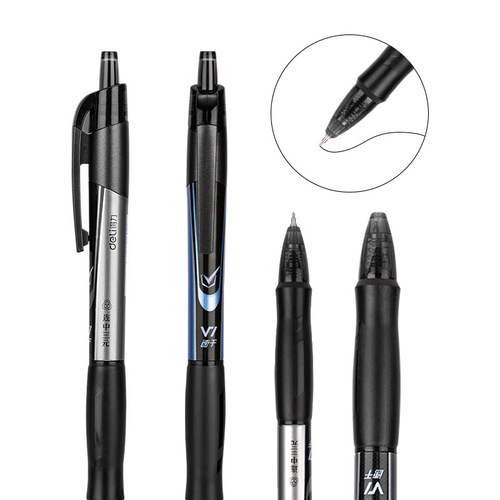 Deli exam pen students use 0.5mm needle carbon black gel pen to smoothly press the signature pen