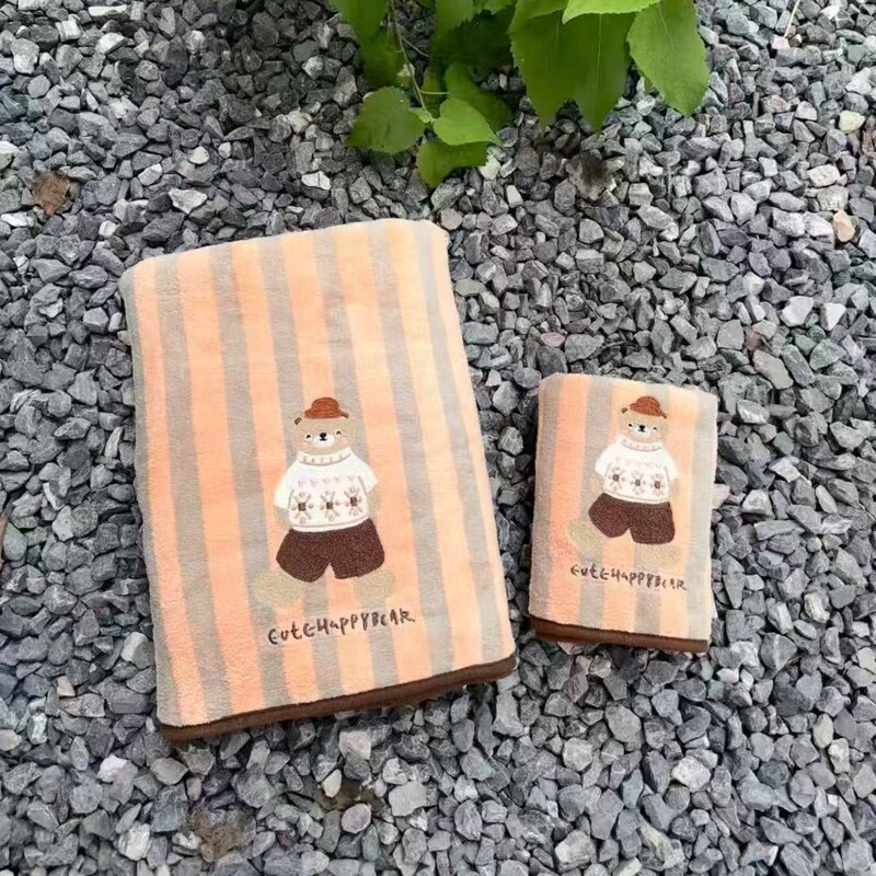 动物园毛巾浴巾加厚加大珊瑚绒吸水速干精致刺绣不掉毛男女毛巾大|undefined