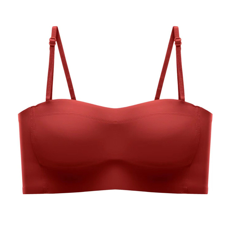 6001 brillante media taza sin tirantes tubo superior ropa interior cómoda de las mujeres sin hilos transpirable taza delgada soporte superior empuja hacia arriba el sujetador