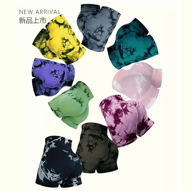 New Yoga Pants for Women, Summer High-Waisted Butt-Lifting Tight-Fitting Running Fitness Tie-Dye Shorts, Three-Quarter Length Sports Shorts