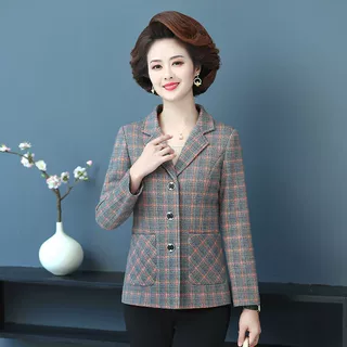 中老年女加绒加厚冬装外套中年春秋褂子小西装气质妈妈显瘦春外套