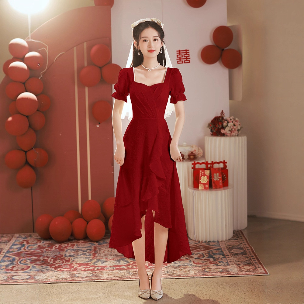Red Cocktail Dress for the Bride, Suitable for Engagement or Casual Wear, 2026 New Spring Style Homecoming Dress