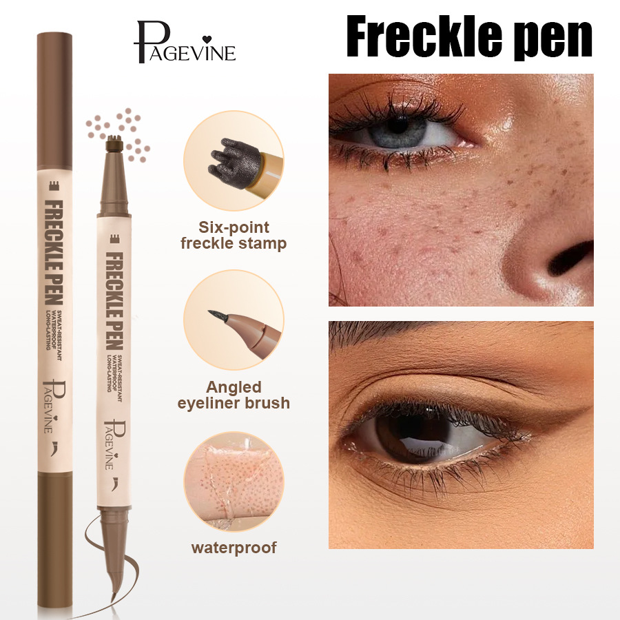 Transfronterizo PAGE VINE marrón de doble cabeza delineador de ojos, color suave y natural, sello de pecas, comercio exterior